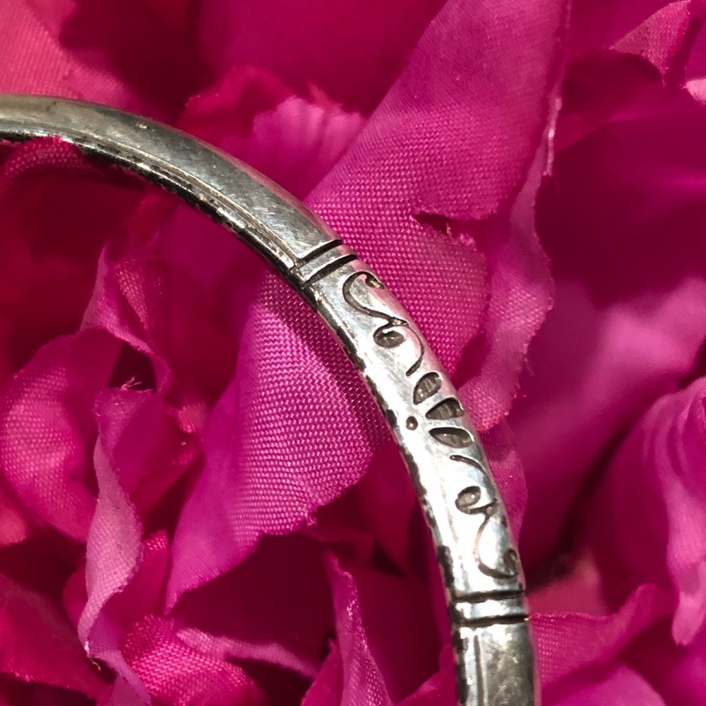 Brighton Scroll Design Silver Tone Thin Bangle Br… - image 2